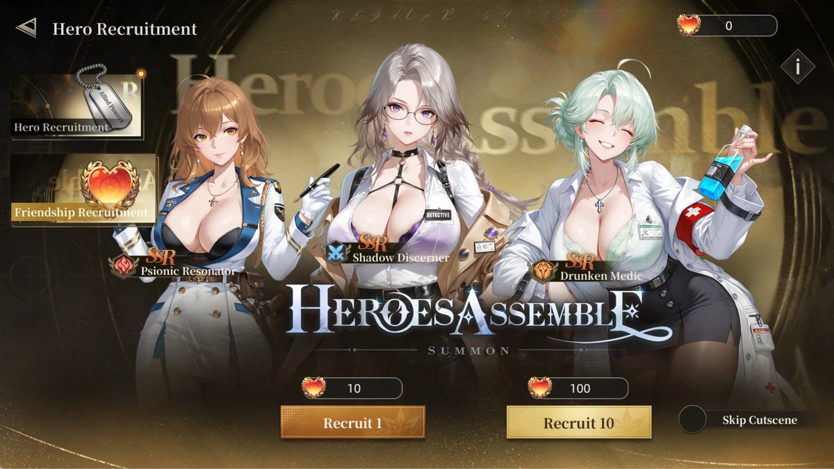 Actual gameplay: Hero Recruitment in Last Valkyrie