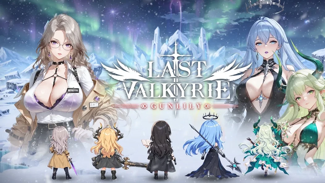 Official Google Play key art featuring the Valkyries under an aurora